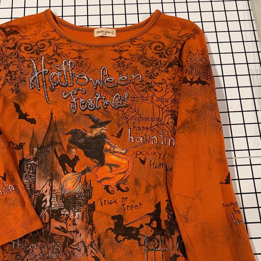 Spooky Halloween Festival Women's Top - Orange - Picture 4 of 9